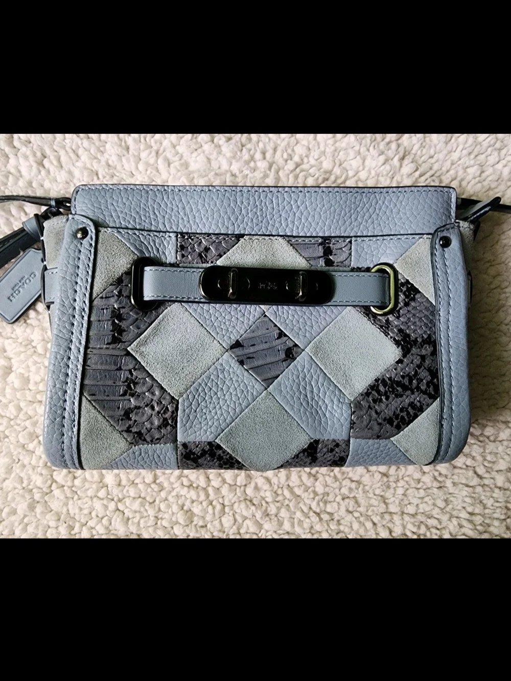 Coach Patchwork Crossbody Bag in Dusty Blue